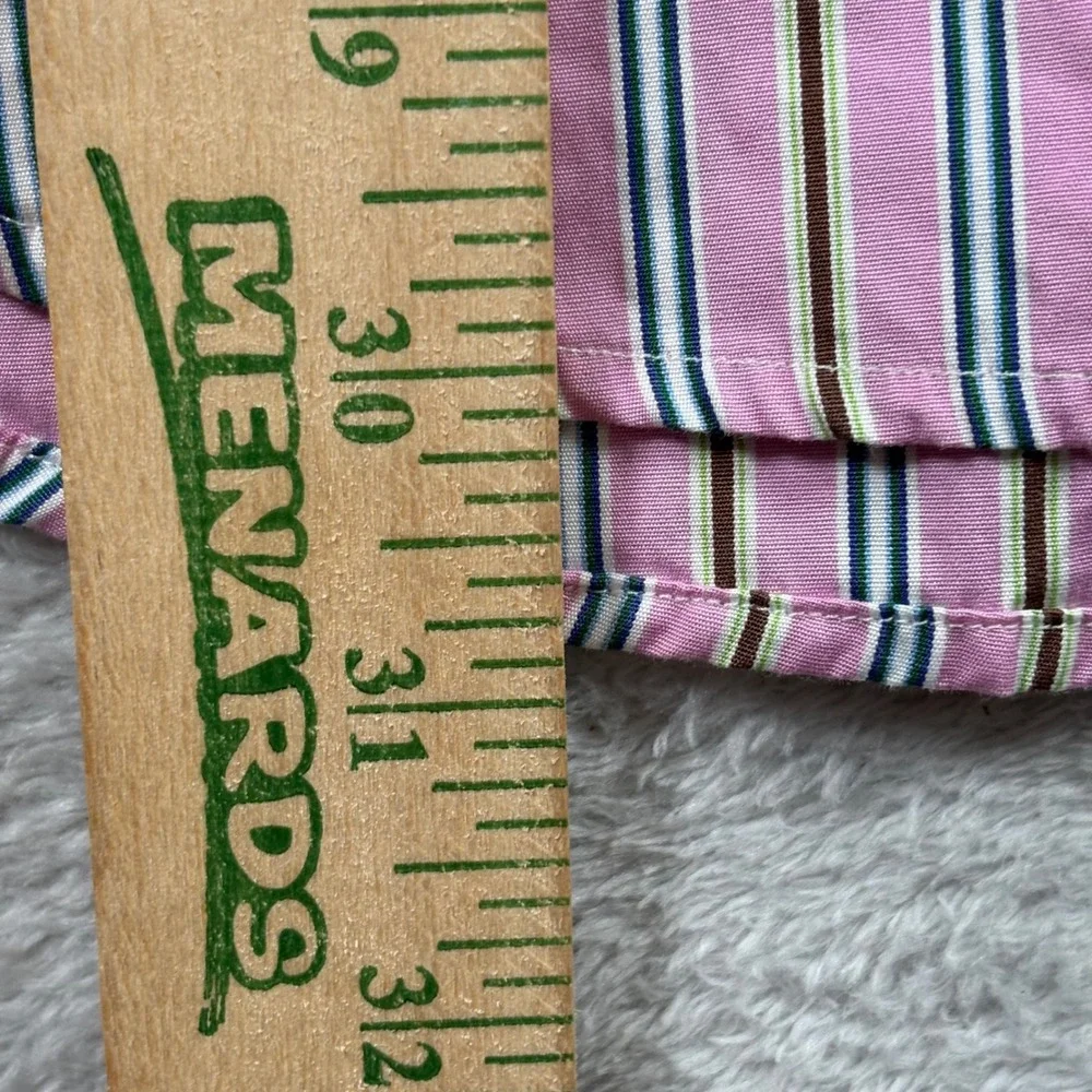 Polo Ralph Lauren Regent Classic Fit Men Pink Striped Cotton Dress Shirt 17.5 34